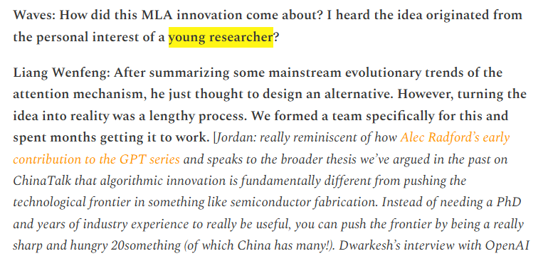 Conversation snippet with Deepseek CEO, Liang Wenfeng